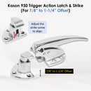 Kason 930 Trigger Action Polished Chrome Latch with Adjustable Strike, Made In USA for Reach-In Coolers/Refrigerators