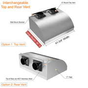 Awoco 42" Outdoor BBQ Vent Hood 18" High Type 304 Stainless Steel, 4 Speeds 2000 CFM, Dual Blowers, Adjustable LED Lights, 8” Round Top Vent