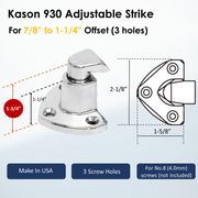 Kason 930 Trigger Action Polished Chrome Latch with Adjustable Strike, Made In USA for Reach-In Coolers/Refrigerators