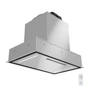 Awoco RH-BQ08-CR Flush Ceiling Mount Insert Island Range Hood, Stainless Steel 4 Speeds 1000 CFM, 8” Round Vent LED Lights Remote Control