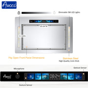 Awoco RH-IT08-GV 18.5”D Flush Ceiling Mount Split Insert Range Hood with Voice, Gesture, Touch, Remote Controls, 4-Speed 1000 CFM Stainless Steel Hood with 8” Round Vent LED Lights