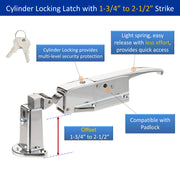 Kason 0058 Cylinder Locking Light Spring Latch, Roller Strike, Key for Walk-In Cooler/Freezer