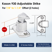 Kason 930 Trigger Action Polished Chrome Latch with Adjustable Strike, Made In USA for Reach-In Coolers/Refrigerators