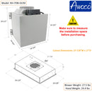 RH-IT08-GV 30 inch Ceiling Mount Range Hood Split Insert, the hood and blower unit dimension