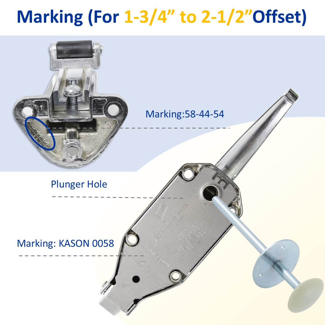 Kason 0058 Latch Complete Kit with Strike, Inside Release 481C Push Rod for 4" Thickness Walk-in Freezer & Cooler Doors