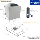 Awoco RH-IT08-GV 18.5”D Flush Ceiling Mount Split Insert Range Hood with Voice, Gesture, Touch, Remote Controls, 4-Speed 1000 CFM Stainless Steel Hood with 8” Round Vent LED Lights