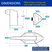 Kason 0058 Cylinder Locking Light Spring Latch, Roller Strike, Key for Walk-In Cooler/Freezer