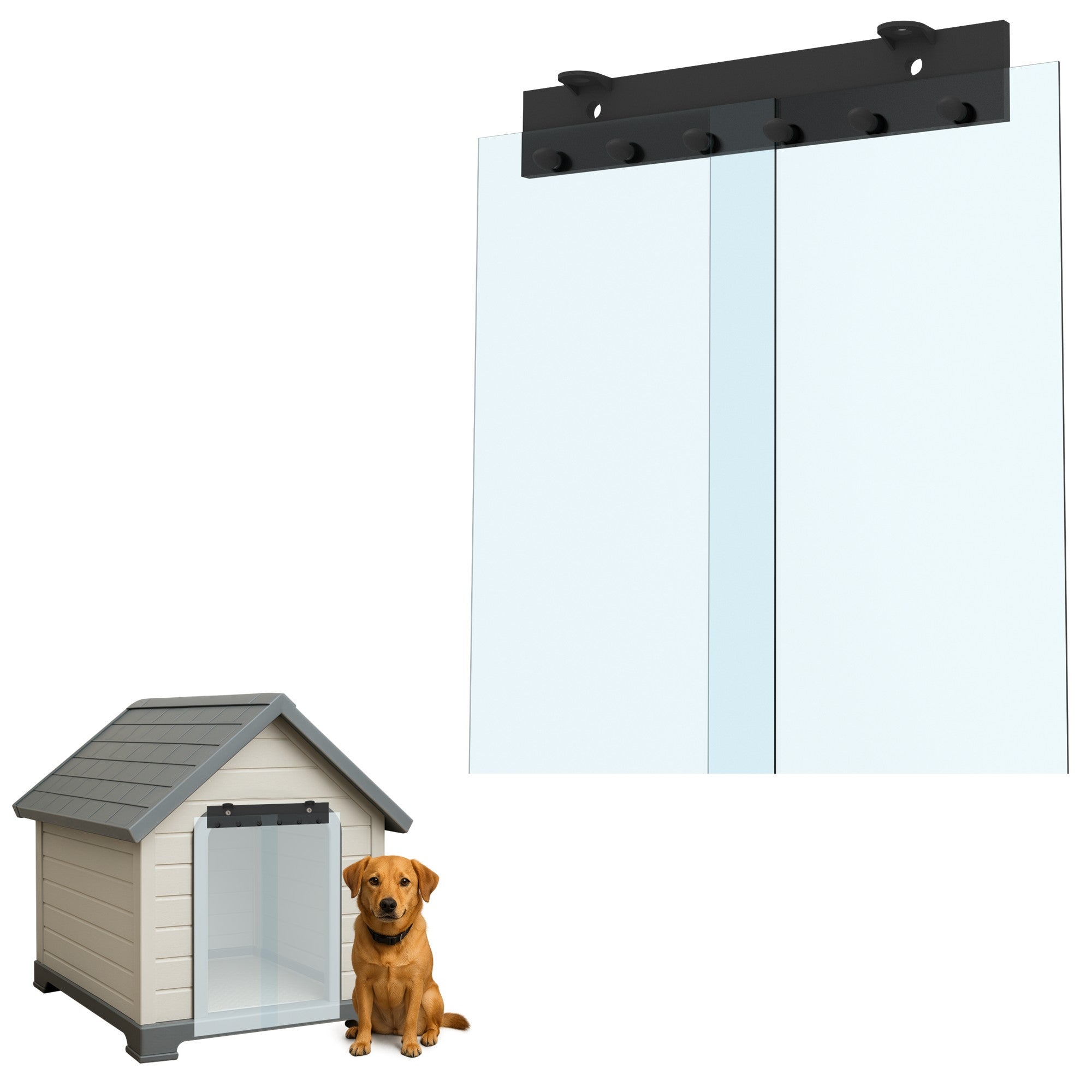 Awoco Pet Door Low-Temp -40°F Flap Set 12" Wide, 0.08" Thick, Clear PVC Strip with HTP Mounting Kit for Pet Doors, Weatherproof, Less Odor, Made in USA, Fits Doghouse & Cat Doors
