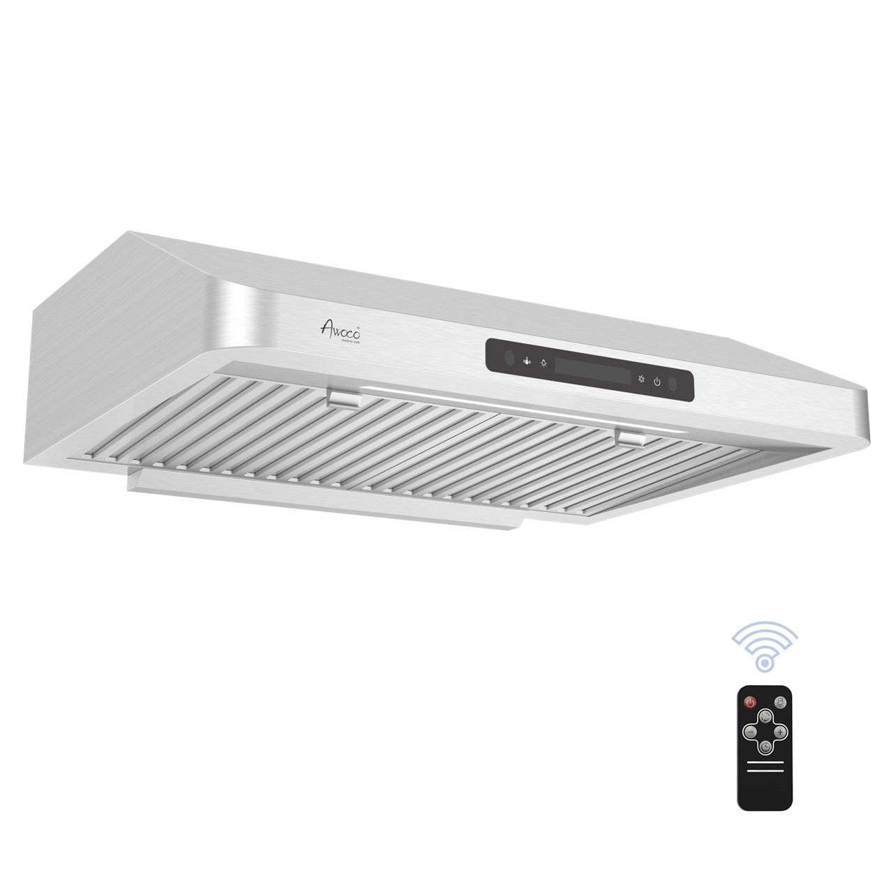 Awoco RH-UC7 30" Under Cabinet 7” High Stainless Steel Range Hood, 6 Speeds with Gesture Sensing Touch Control Panel, 900 CFM with Remote Control, 5W LED Light Bar