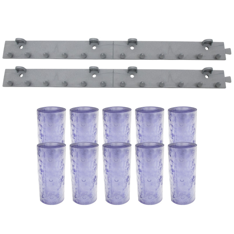 Aleco 40"W x 84"H x 0.06" Thick Clear-Flex II Cooler Strip Curtain Door Kit with MaxBullet HTP Mounting Hardware, 6" Standard Smooth Vinyl Strips for Restaurant, Office, Store or Warehouse Entrances