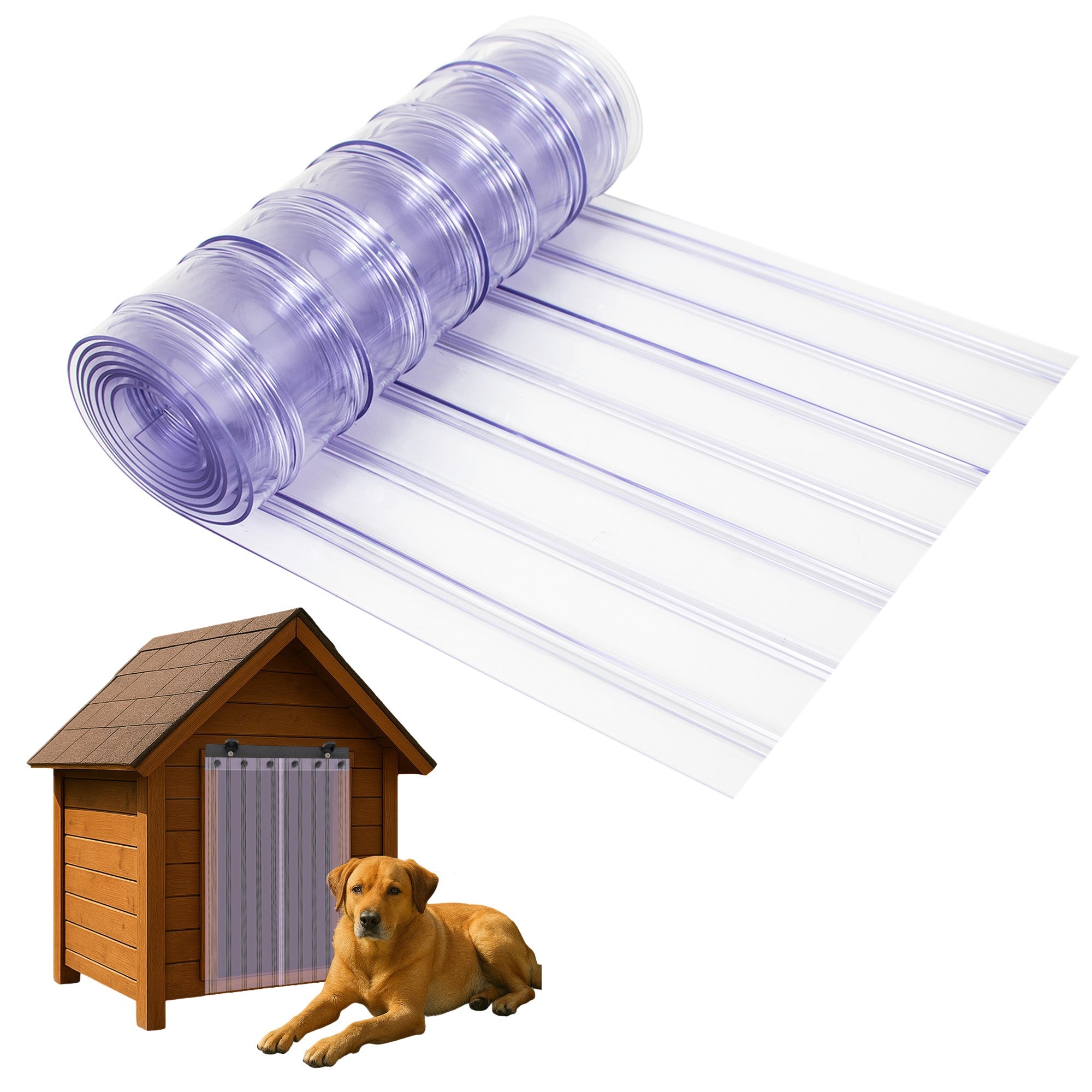Awoco Pet Door Flap 12in x 5ft, 0.216" (5.5mm) Thick Clear PVC Vinyl Strip for Pet Doors, Weatherproof, Less Odor, Scratch-Resistant, Easy Cut and Install, Made in USA, Fits Doghouse & Cat Doors