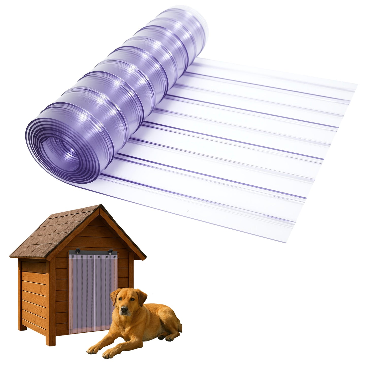 Awoco Pet Door Flap 16in x 5ft, 0.229" (5.8mm) Thick Clear PVC Vinyl Strip for Pet Doors, Weatherproof, Less Odor, Scratch-Resistant, Easy Cut and Install, Made in USA, Fits Doghouse & Cat Doors