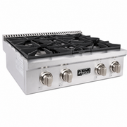 Awoco 30" Professional Stainless Steel Gas Cooktop Gas Rangetop | 48000 BTU, 4 Burners, LPG/NG Convertible, Cast Iron Grates, Zinc Alloy Knobs, ETL Certified