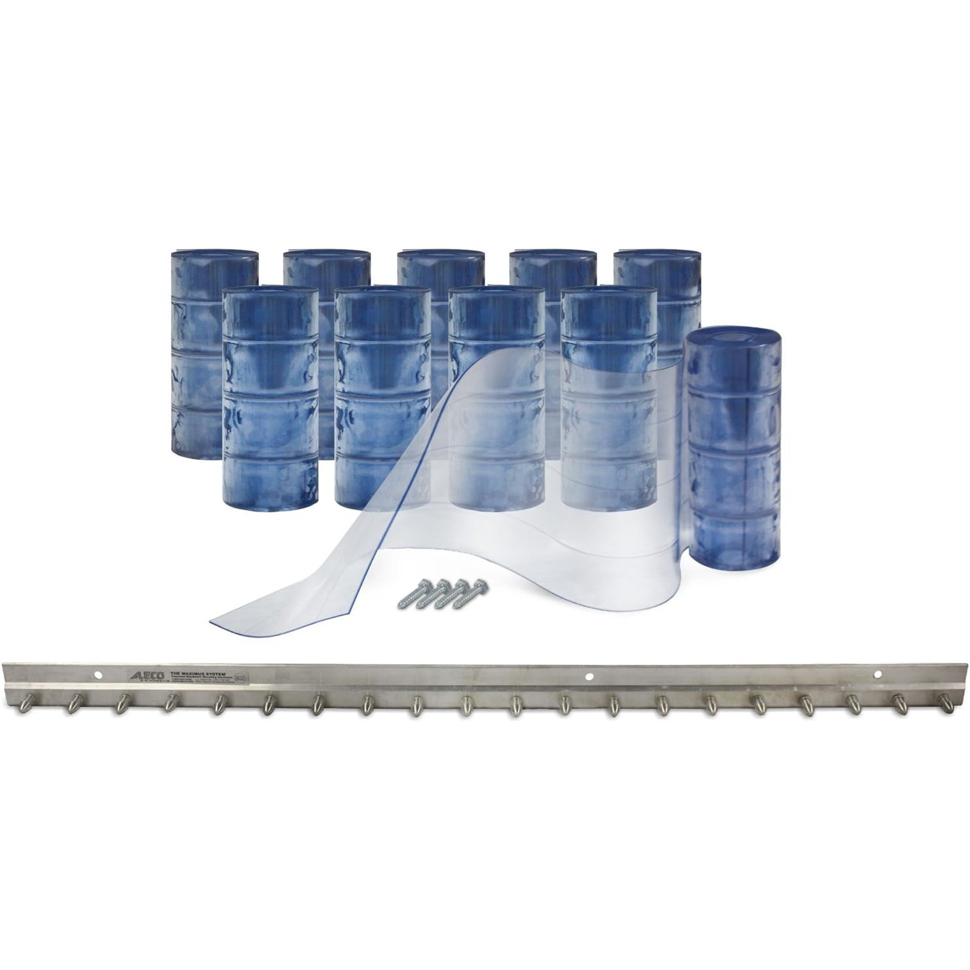Aleco 40"W x 84"H Clear-Flex II Low-Temp Reinforced Freezer Strip Curtain Door Kit with Aluminum MaxBullet Mounting Hareware NSF/USDA 10 pcs 6" x 84" x 0.06" Vinyl Curtain Strips, -40°F Flexible