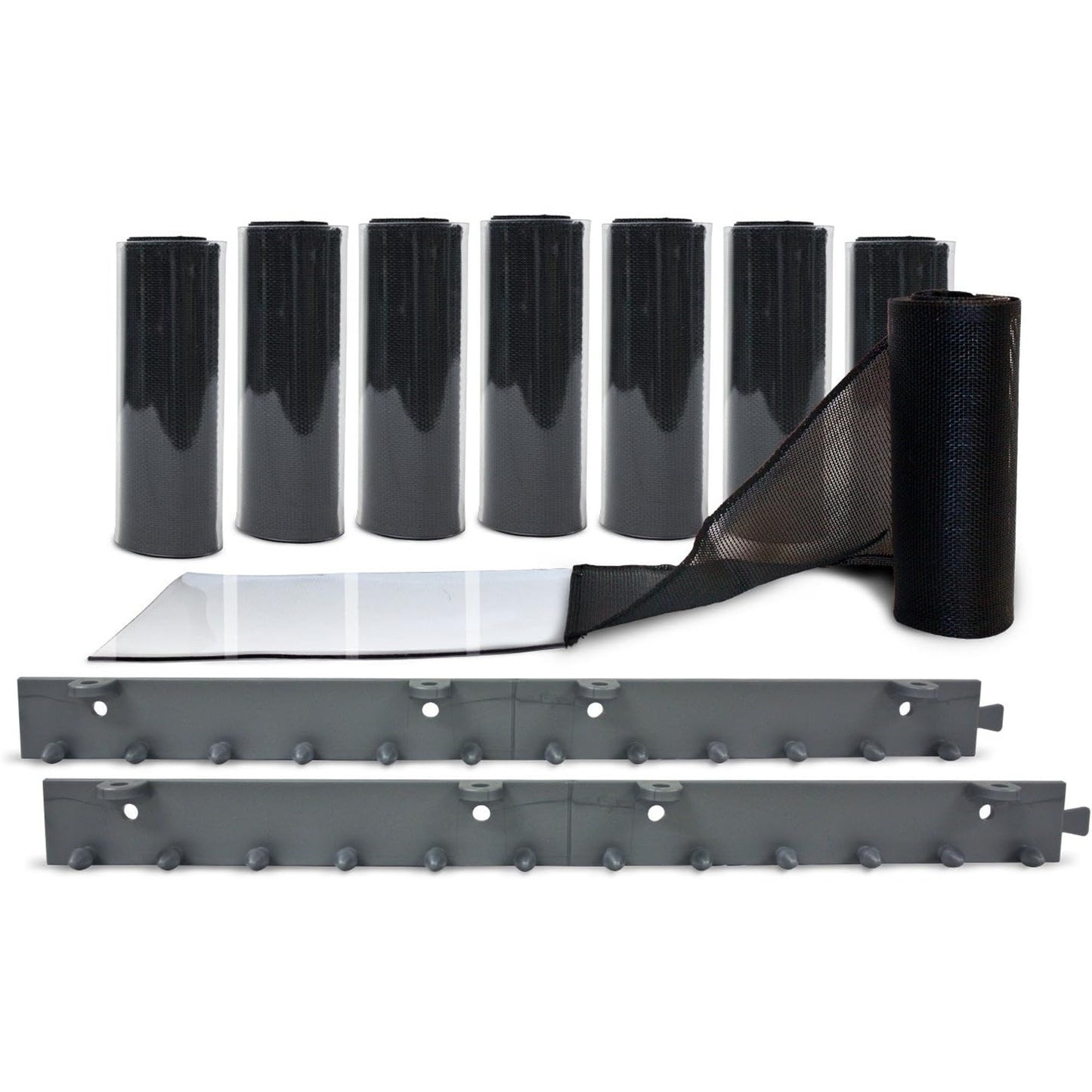 Aleco AirFlex Mesh Strip Curtain Kit, Black – Insect Barrier with 8" PVC-Coated Polyester Mesh Strips & MaxBullet Mounting – Allows Airflow, Blocks Bugs