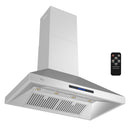 Awoco 48”W Indoor 27”D Wall Mount Range Hood with Touch & Remote Control, Stainless Steel 4 Speeds 1200 CFM Adjustable Chimneys 4 LED Lights 2 x 6” Round Top Vent