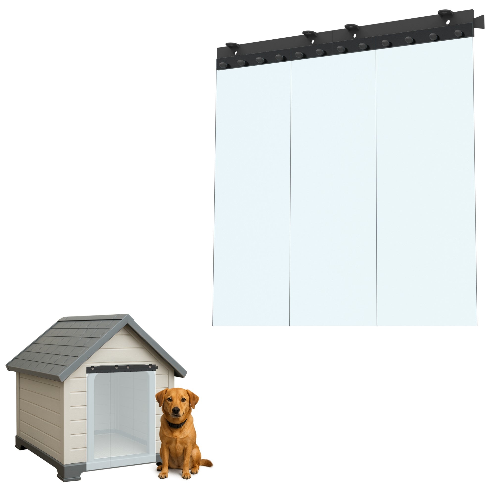 Awoco Pet Door Low-Temp -40°F Flap Set 24" x 30", 0.08" Thick, Clear PVC Strip with HTP Mounting Kit for Pet Doors, Weatherproof, Less Odor, Made in USA, Fits Doghouse & Cat Doors