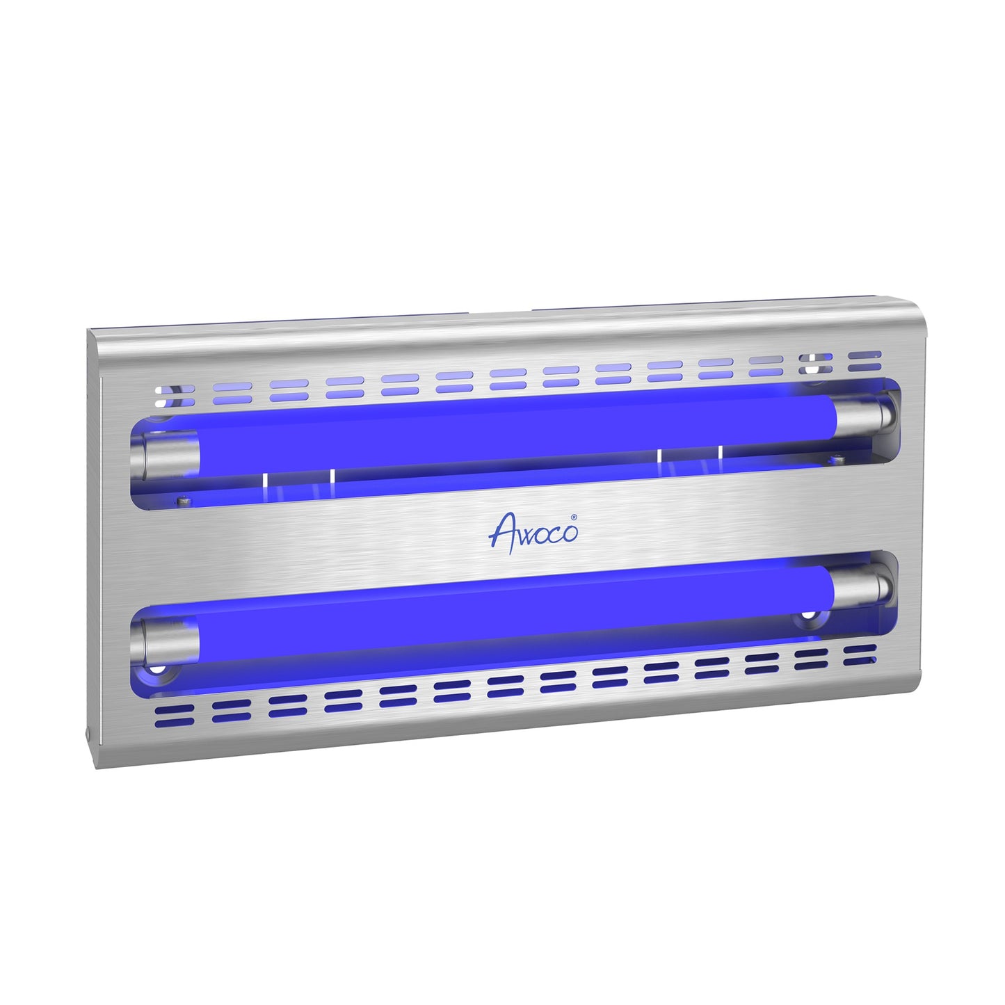 Awoco FT-2G30SS 12W LED Stainless Steel 100V-240V Wall Mount Sticky Fly Trap Lamp for Capturing Flies, Mosquitoes, Moths and Flying Insects, Perfect for home, restaurants, kitchens, warehouses