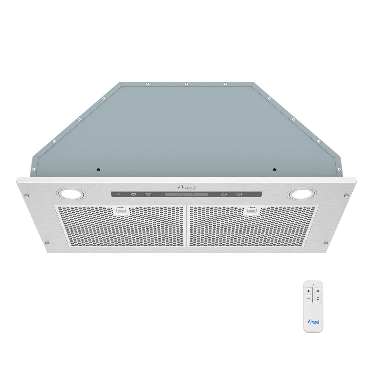 Awoco RH-BQ-R 14-1/2”D Built-in/Insert Stainless Steel Range Hood, 4-Speed, 650 CFM, LED Lights, Baffle Filters for Wood Hood