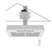 Awoco RH-IT06-R Ceiling Mount 14-1/2”D Super Quiet Split Stainless Steel Range Hood, 4-Speed, 800 CFM, Mesh Filters, Remote Control with 6” Blower