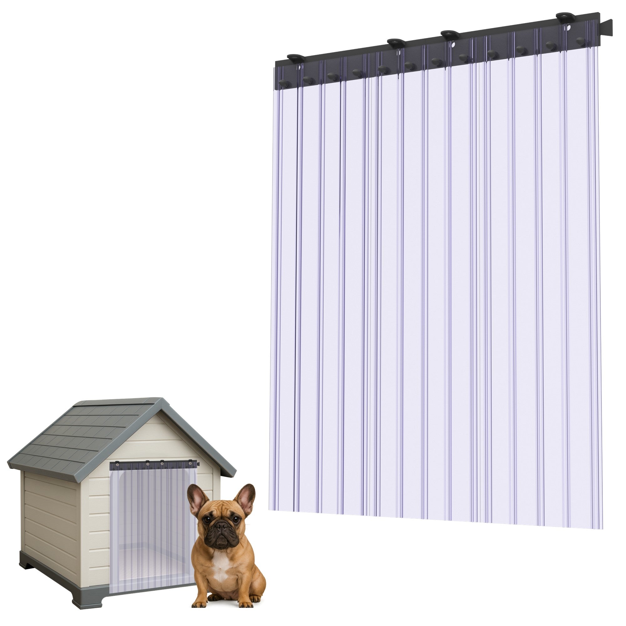 Awoco Pet Door Scratch-Resistant Flap Set 24" x 30", 0.198" Max Thick at Ribs, Clear PVC Strip with HTP Mounting Kit for Pet Doors, Weatherproof, Less Odor, Made in USA, Fits Doghouse & Cat Doors