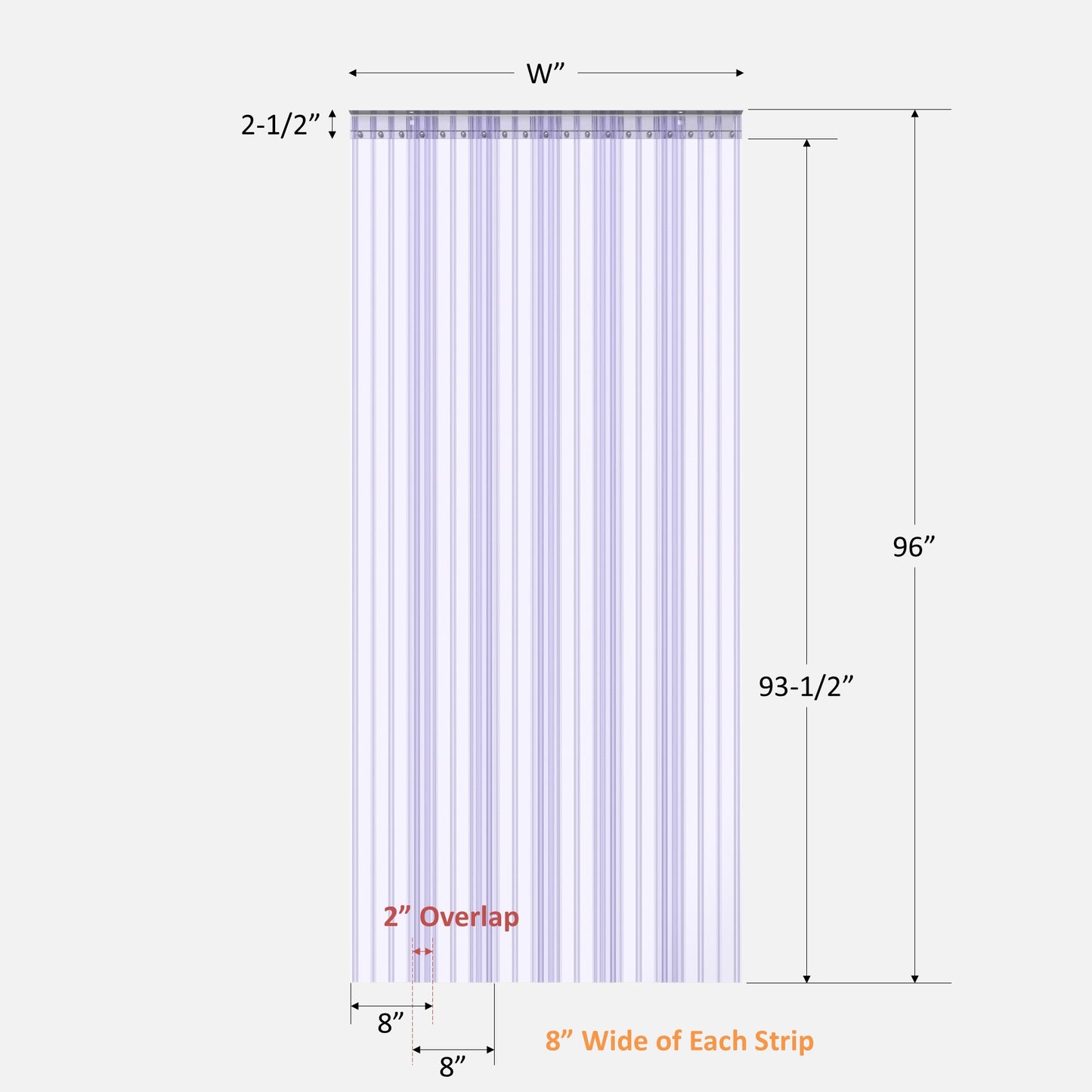 Ribbed strip curtain close up - 0.198in ribs - 0.08in core