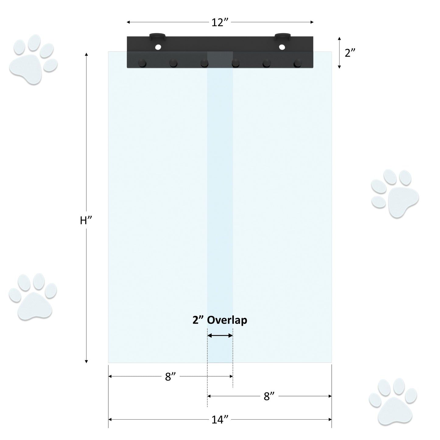 Awoco Pet Door Low-Temp -40°F Flap Set 12" Wide, 0.08" Thick, Clear PVC Strip with HTP Mounting Kit for Pet Doors, Weatherproof, Less Odor, Made in USA, Fits Doghouse & Cat Doors