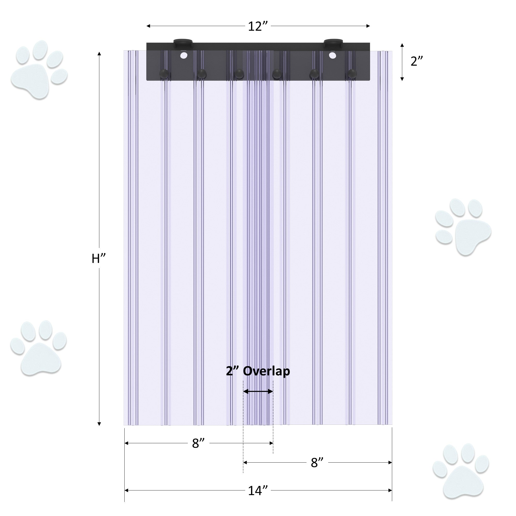Awoco Pet Door Scratch-Resistant Flap Set 12" Wide, 0.198" Max Thick at Ribs, Clear PVC Strip with HTP Mounting Kit for Pet Doors, Weatherproof, Less Odor, Made in USA, Fits Doghouse & Cat Doors