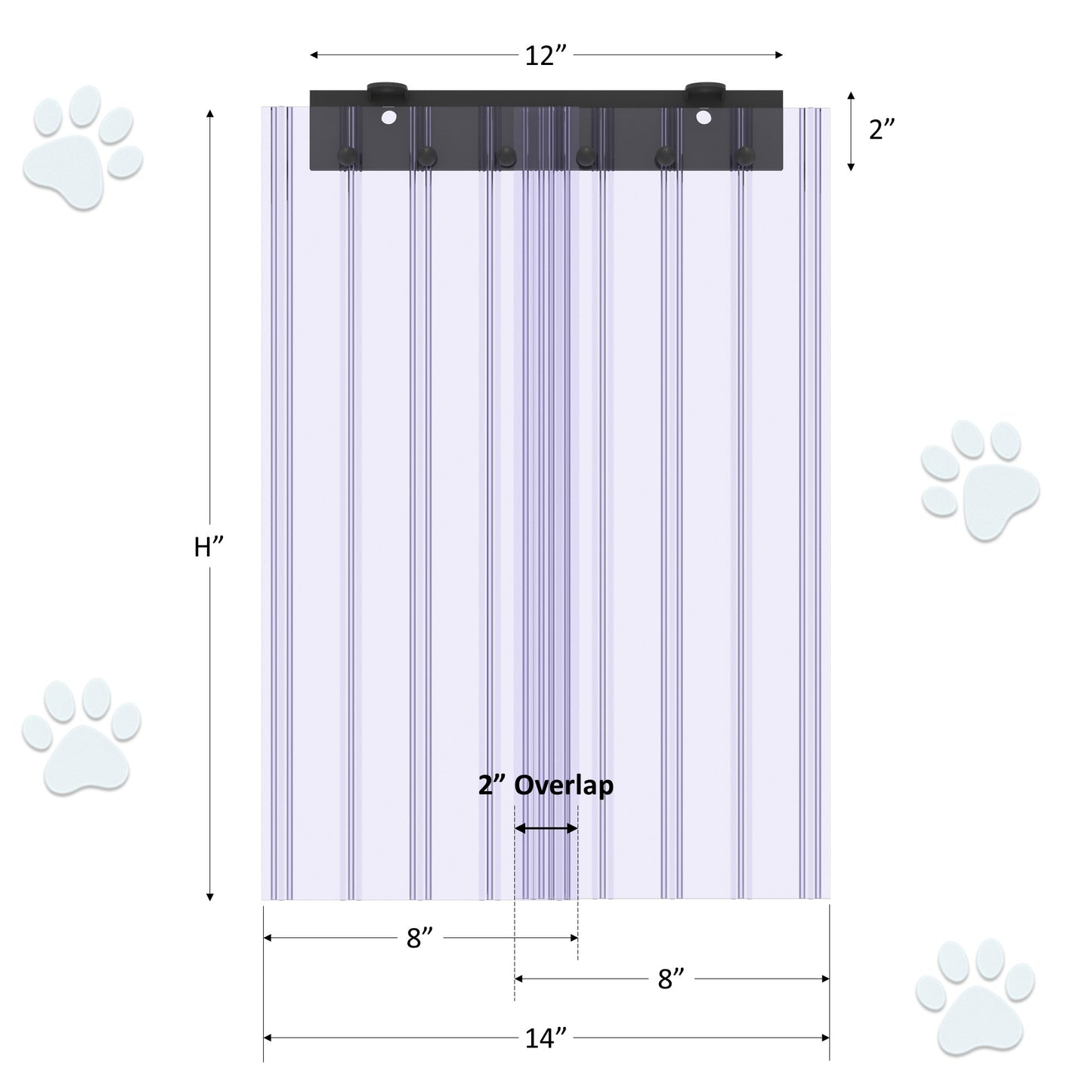Awoco Pet Door Scratch-Resistant Flap Set 12" Wide, 0.198" Max Thick at Ribs, Clear PVC Strip with HTP Mounting Kit for Pet Doors, Weatherproof, Less Odor, Made in USA, Fits Doghouse & Cat Doors