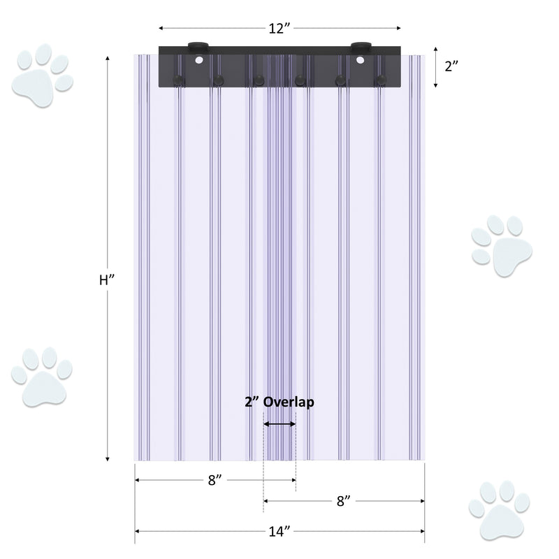 Awoco Pet Door Scratch-Resistant Flap Set 12" Wide, 0.198" Max Thick at Ribs, Clear PVC Strip with HTP Mounting Kit for Pet Doors, Weatherproof, Less Odor, Made in USA, Fits Doghouse & Cat Doors