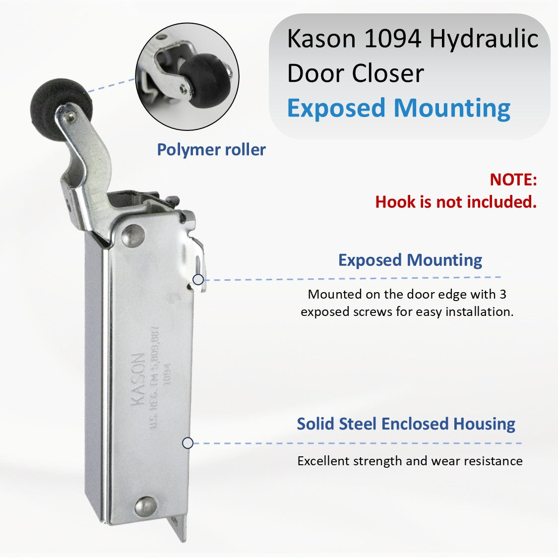 Kason 1094 Hydraulic Door Closer for Walk-In Coolers/Freezers