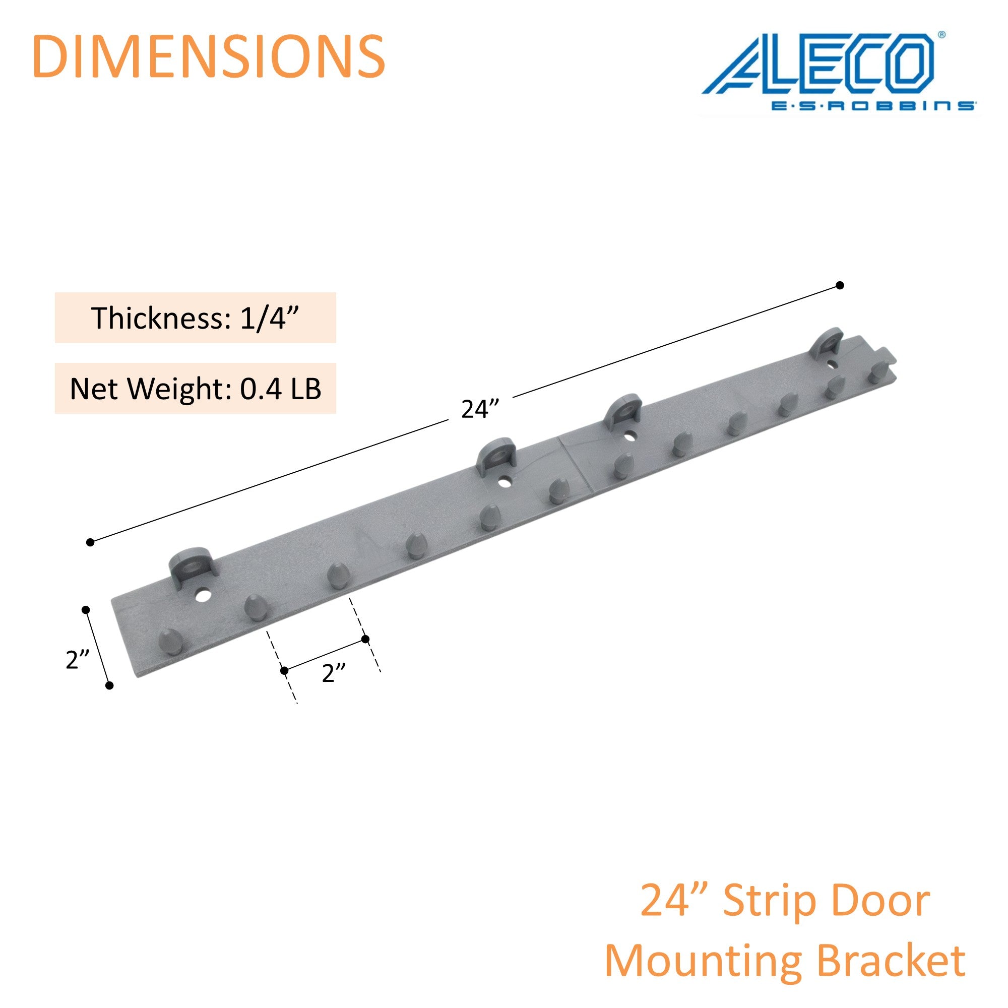 Aleco MaxBullet HTP Mounting Kit, 24" Length – Strip Door Hardware, Wall/Ceiling Mount Compatible, Cross-Linked Polymer, Fast Installation, NSF/USDA Compliant