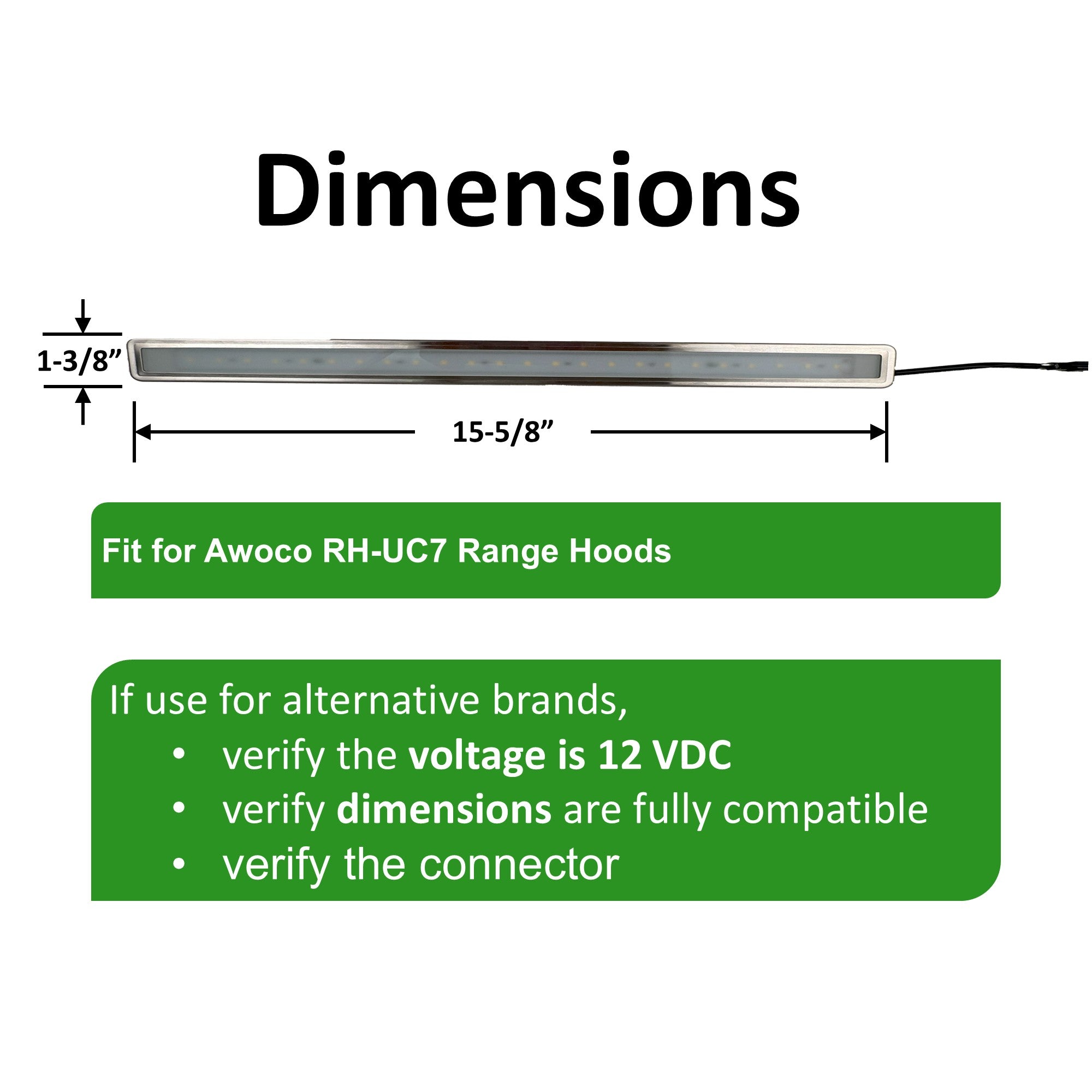 Awoco LED Light Bar DH-1431 5W 12VDC for RH-UC7 Range Hoods and Others