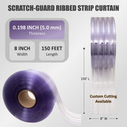 Aleco Clear-Flex II PVC Strip Roll, Ribbed Scratch-Resistant Door Curtain for Warehouse, Cold Storage,Oversized Opening, Energy-Saving, Made in USA