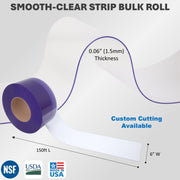 Aleco Clear-Flex II Vinyl Bulk Roll – 150ft, 0.06" Thick | Smooth Clear PVC Strip Replacement Roll for Warehouse, Garage, Cooler – Weather Resistant, Energy Saving, USDA NSF, Made in USA