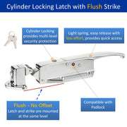 Kason 0058 Cylinder Locking Light Spring Latch, Roller Strike, Key for Walk-In Cooler/Freezer