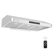 Awoco RH-UC7 36” Under Cabinet 7” High Stainless Steel Range Hood, 6 Speeds with Gesture Sensing Touch Control Panel, 900 CFM with Remote Control, 5W LED Light Bar