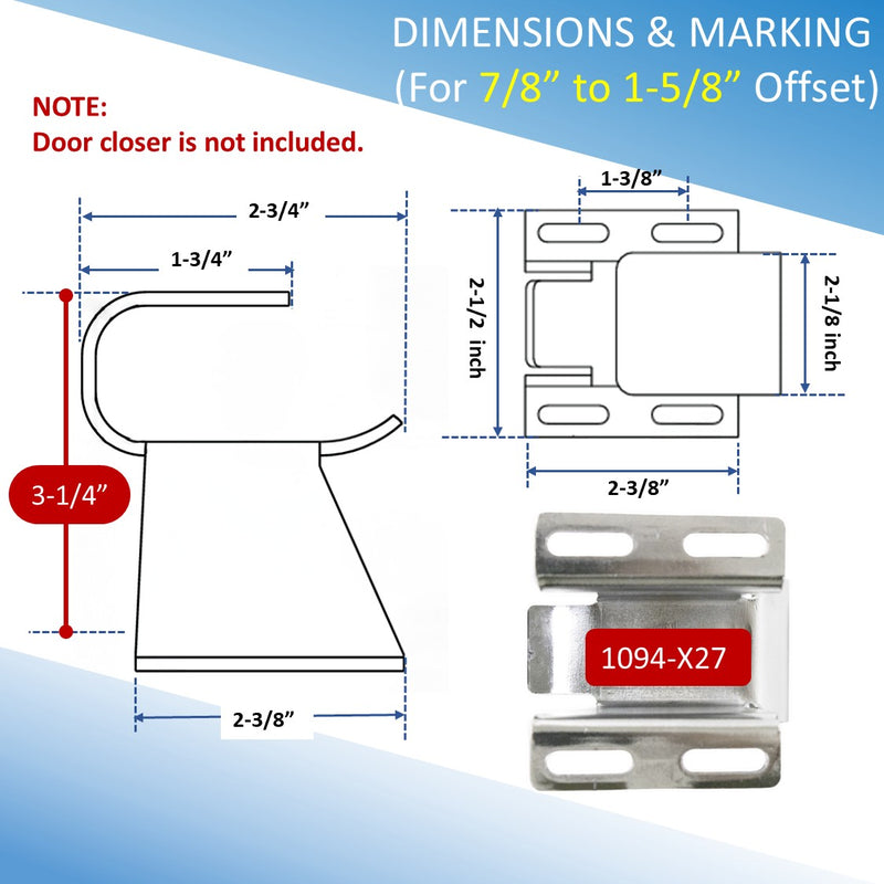 Kason 1094 Series Extra Wide Hook, Compatible with Kason 1094 and 1095 Door Closers