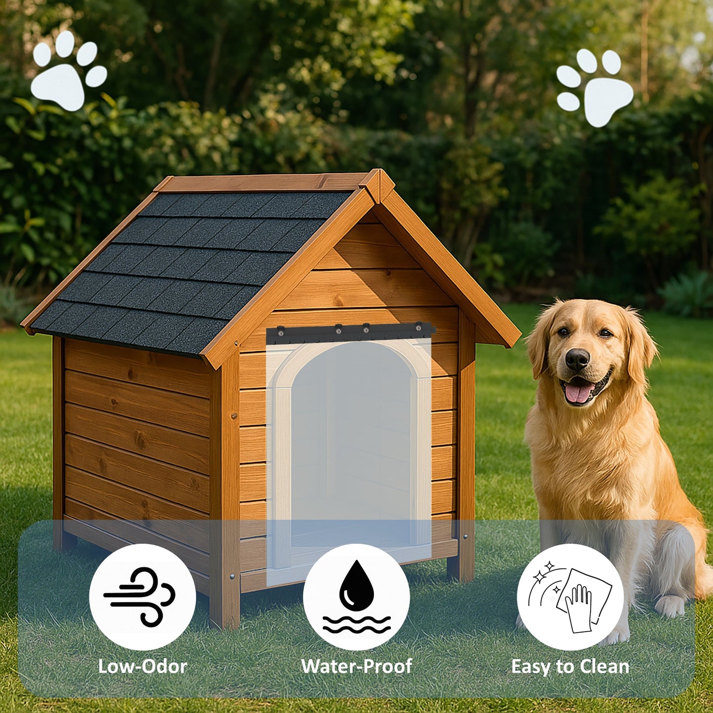 Awoco Pet Door Low-Temp -40°F Flap Set 24" x 30", 0.08" Thick, Clear PVC Strip with HTP Mounting Kit for Pet Doors, Weatherproof, Less Odor, Made in USA, Fits Doghouse & Cat Doors