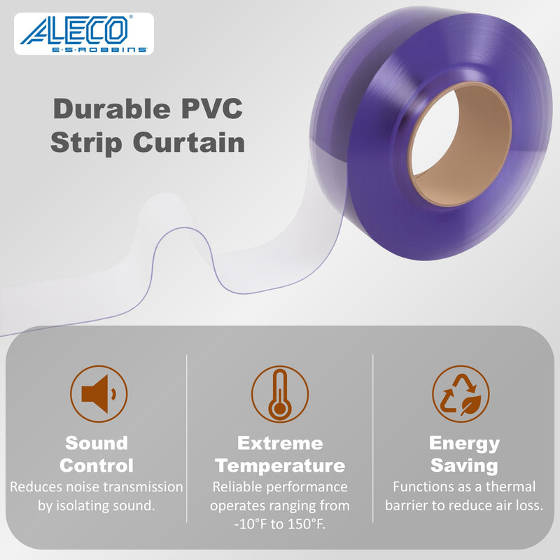 Aleco Clear-Flex II Vinyl Bulk Roll – 150ft, 0.06" Thick | Smooth Clear PVC Strip Replacement Roll for Warehouse, Garage, Cooler – Weather Resistant, Energy Saving, USDA NSF, Made in USA