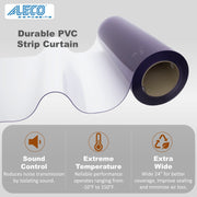Aleco Clear-Flex II Vinyl Strip Curtain Bulk Roll – 24″ W × 0.12″ Thick × 30′ L | Heavy-Duty Smooth Clear PVC for Warehouse, Cold Storage – Low-Odor, Energy-Saving, USDA NSF Compliant, Made in USA