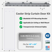 Aleco 40"W x 84"H x 0.06" Thick Clear-Flex II Cooler Strip Curtain Door Kit with MaxBullet HTP Mounting Hardware, 6" Standard Smooth Vinyl Strips for Restaurant, Office, Store or Warehouse Entrances
