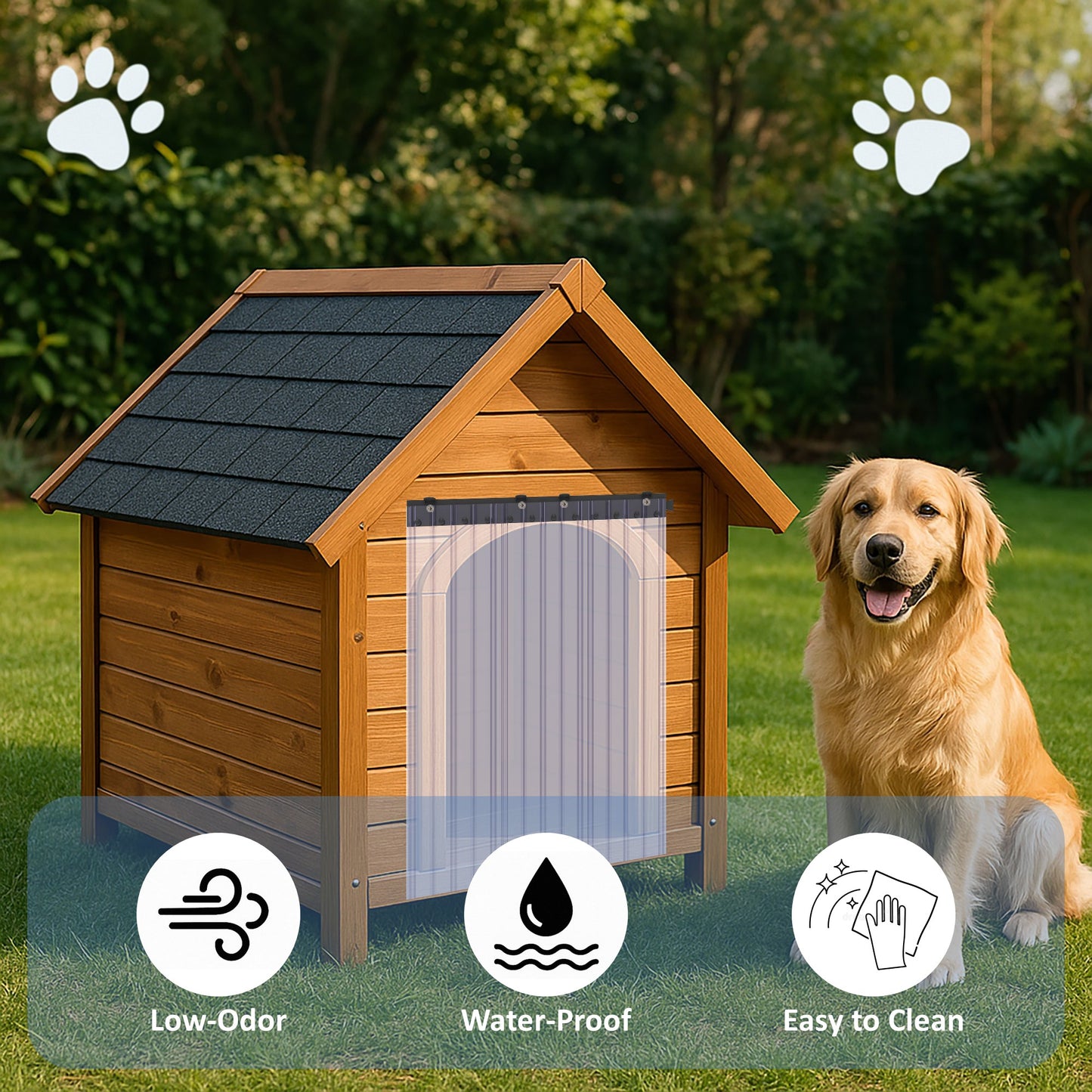 Awoco Pet Door Scratch-Resistant Flap Set 24" x 30", 0.198" Max Thick at Ribs, Clear PVC Strip with HTP Mounting Kit for Pet Doors, Weatherproof, Less Odor, Made in USA, Fits Doghouse & Cat Doors