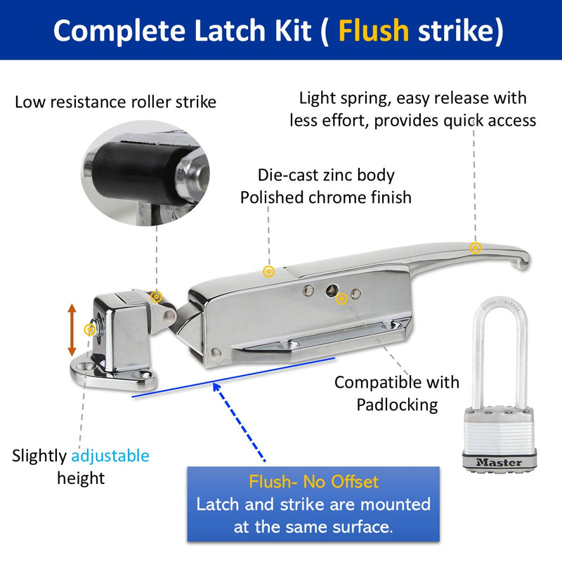 Kason 0058 Latch Complete Kit with Strike, Inside Release 481C Push Rod for 4" Thickness Walk-in Freezer & Cooler Doors