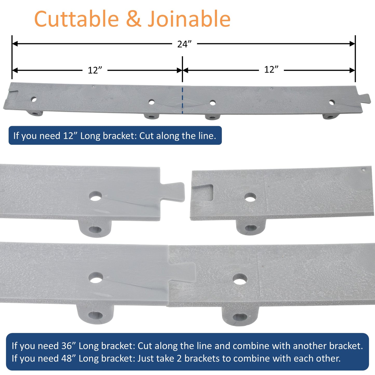 Aleco MaxBullet HTP Mounting Kit, 24" Length – Strip Door Hardware, Wall/Ceiling Mount Compatible, Cross-Linked Polymer, Fast Installation, NSF/USDA Compliant