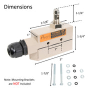 Awoco TZ-6003 Heavy Duty Commercial Door Micro Switch with Cross Roller Plunger for Air Curtains, 250V IP 65 Limit Switch Type NO and Type NC