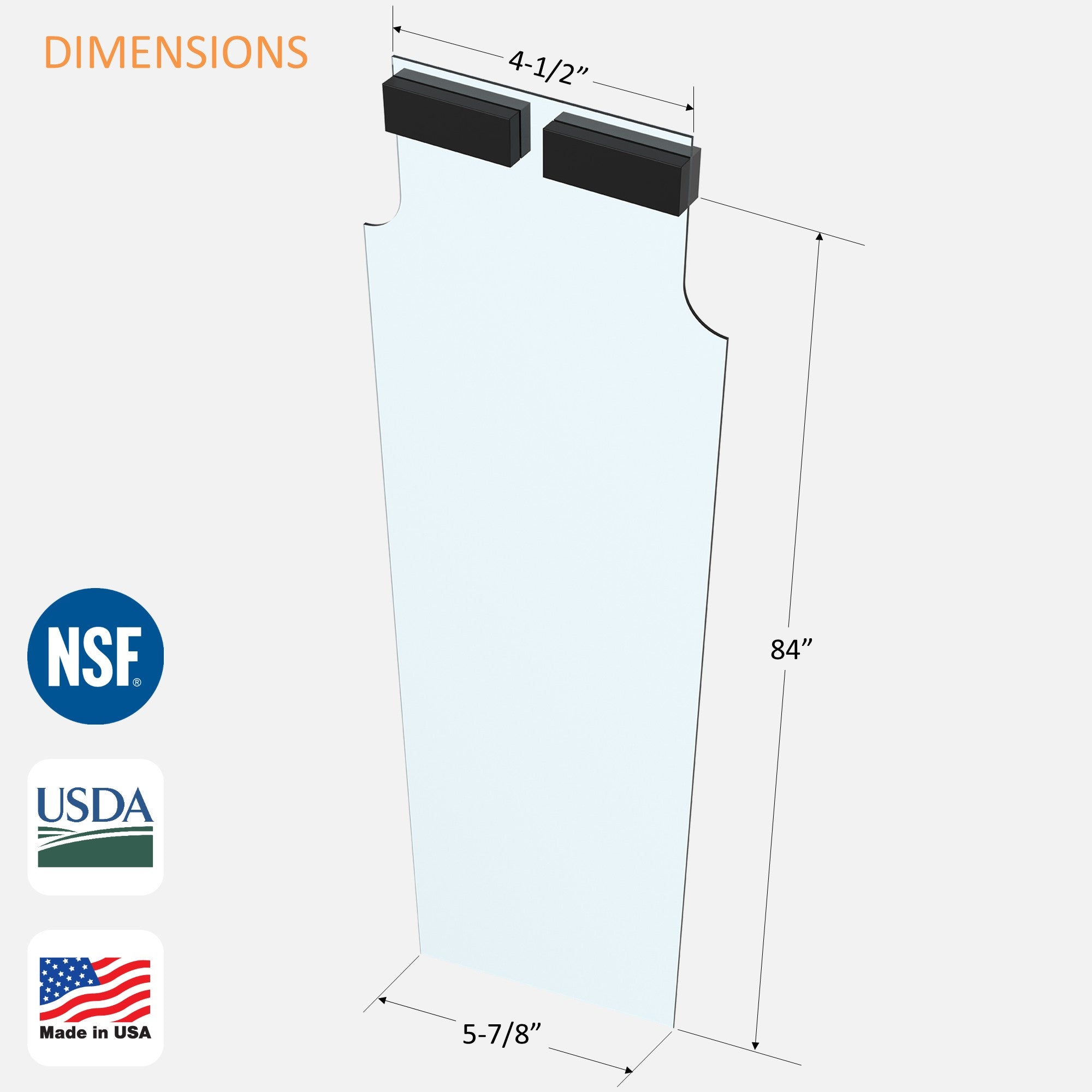 5-7/8” W x 84-1/4” H Replacement Slide-in Vinyl Strip for Strip Climate Control Curtain, NSF Approved