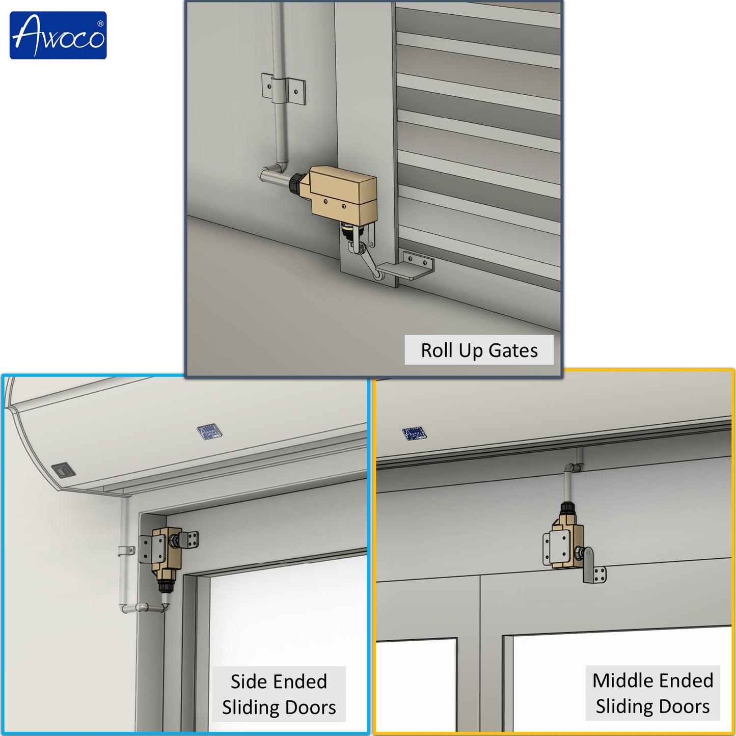 Awoco TZ-6002 Heavy Duty Commercial Door Micro Switch with Parallel Roller Plunger for Sliding Doors/Windows for Air Curtains, 250V IP 65 Limit Switch Type NO and Type NC