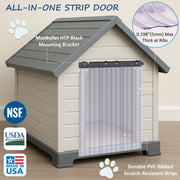 Awoco Pet Door Scratch-Resistant Flap Set 24" x 30", 0.198" Max Thick at Ribs, Clear PVC Strip with HTP Mounting Kit for Pet Doors, Weatherproof, Less Odor, Made in USA, Fits Doghouse & Cat Doors