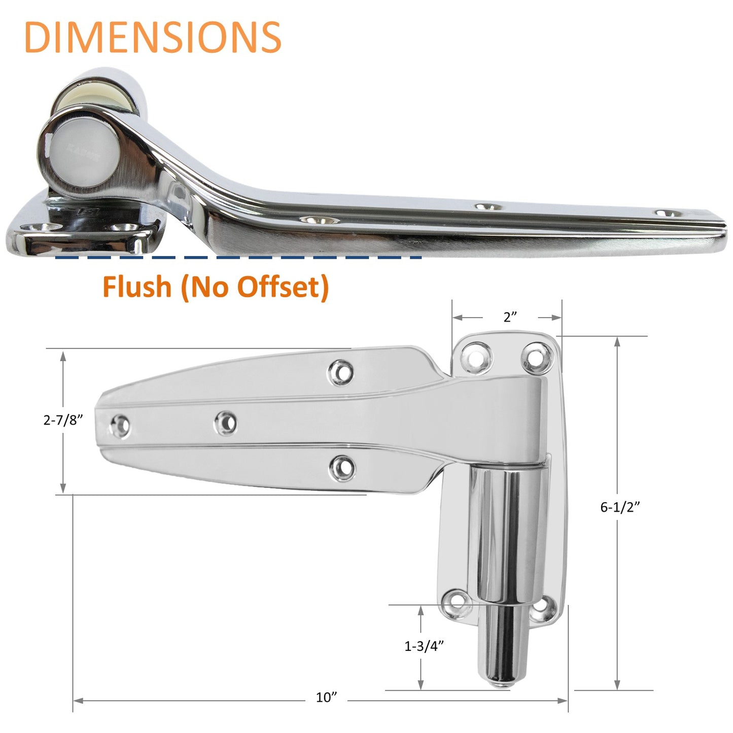 KASON 1248 Reversible Spring-Assisted Cam-Lift Hinge Chrome Finish for Walk-in Freezer Cooler Refrigerator